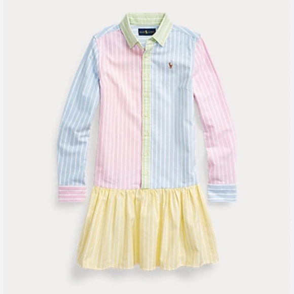 Polo Ralph Lauren Other - Ralph Lauren Kids' Cotton Oxford Fun Shirtdress In White Multi